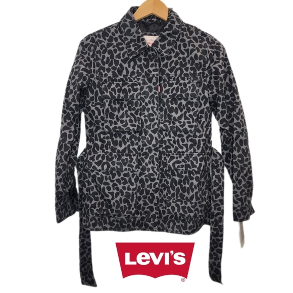 Levi's Small Womens Black &‎ Grey Leopard Midweight Cotton Jacket